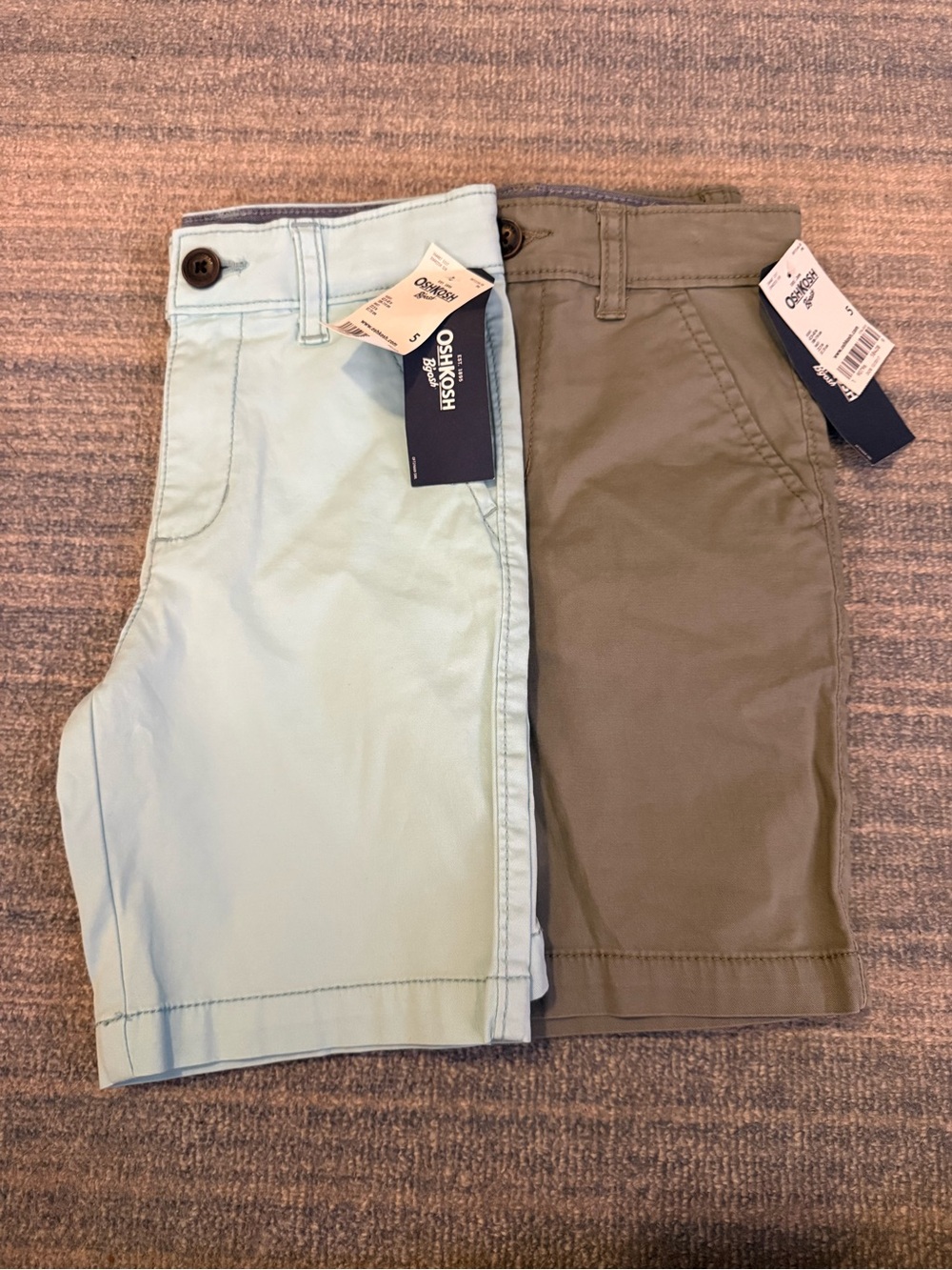 OshKosh B'gosh Flat-Front Shorts in Mint and Olive
